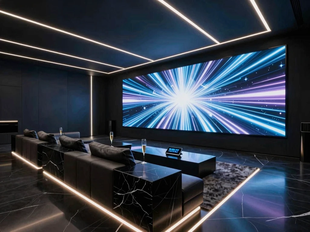 화려한 네온 조명이 돋보이는 파티룸